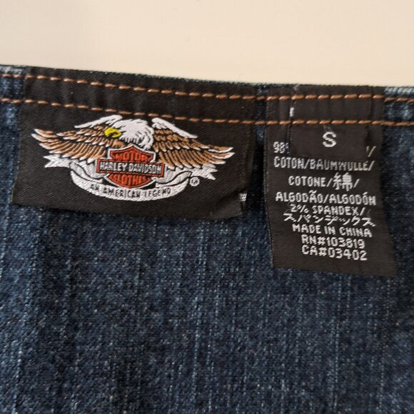 Harley-Davidson Denim Vest Rhinestone Embroidered Logo - Picture 4 of 12
